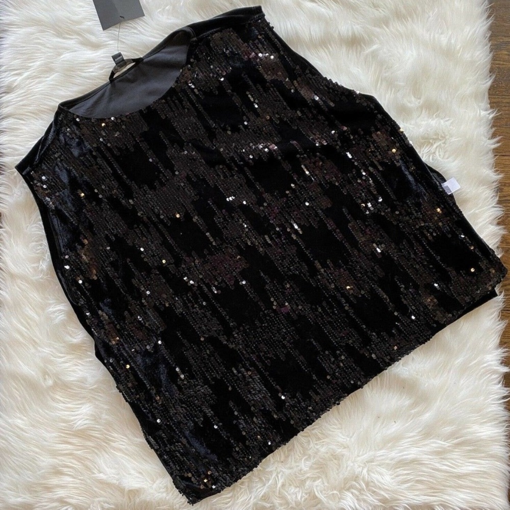NWT Marc New York Andrew Marc womans Sparkle Bling Blouse shirt Black One Size
